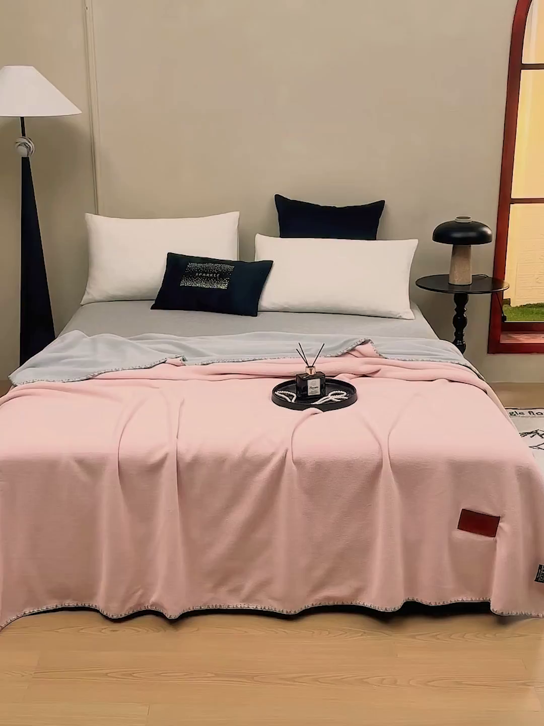 91家纺网 家纺一手货源 找家纺 肖恩毯业 2025新款轻奢纯色仿羊绒毯单层双层保暖加厚秋冬毛毯盖毯毯子跨境专供 仿羊绒双层-粉-灰