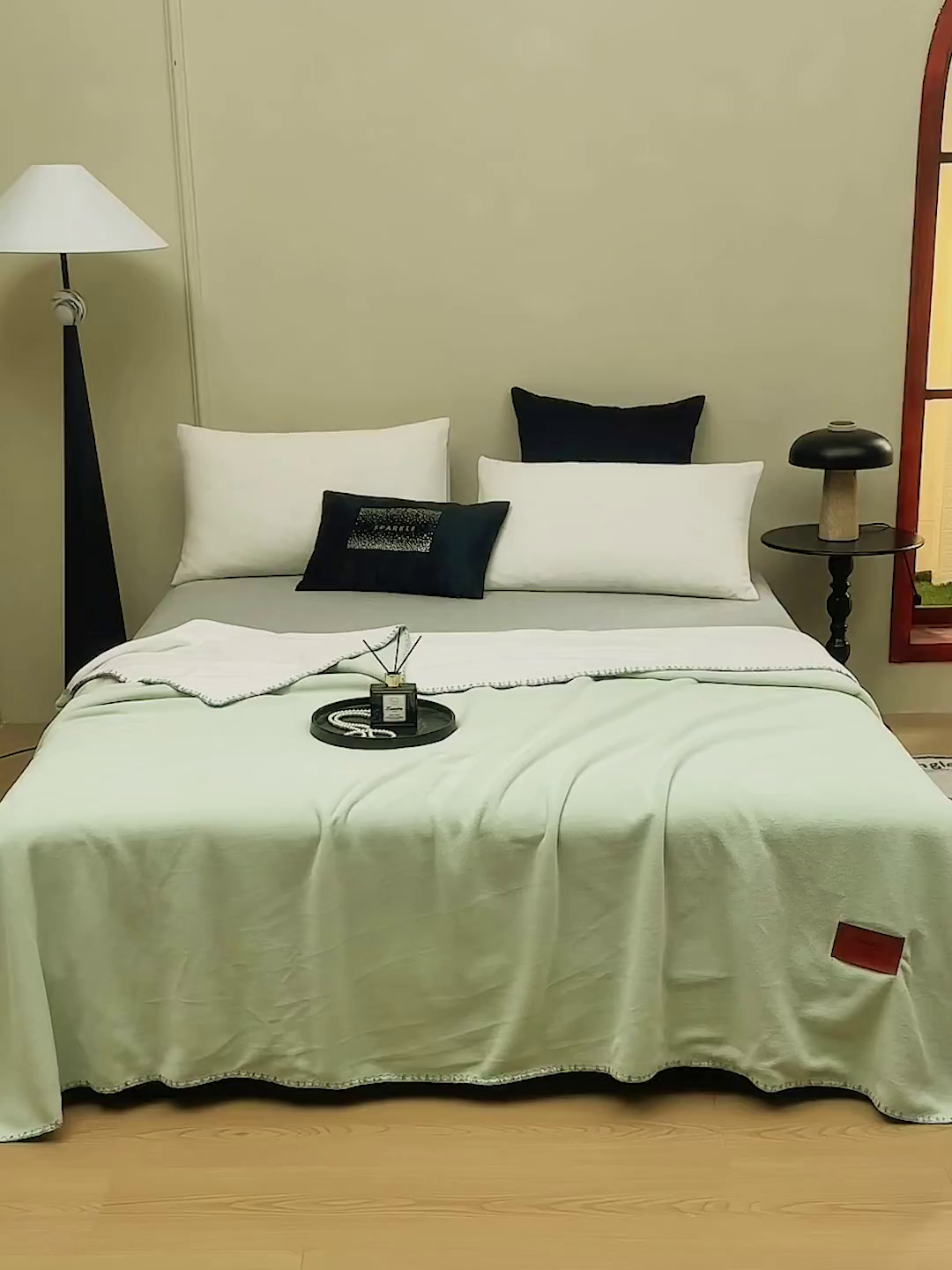 91家纺网 家纺一手货源 找家纺 肖恩毯业 2025新款轻奢纯色仿羊绒毯单层双层保暖加厚秋冬毛毯盖毯毯子跨境专供 仿羊绒双层-绿-白