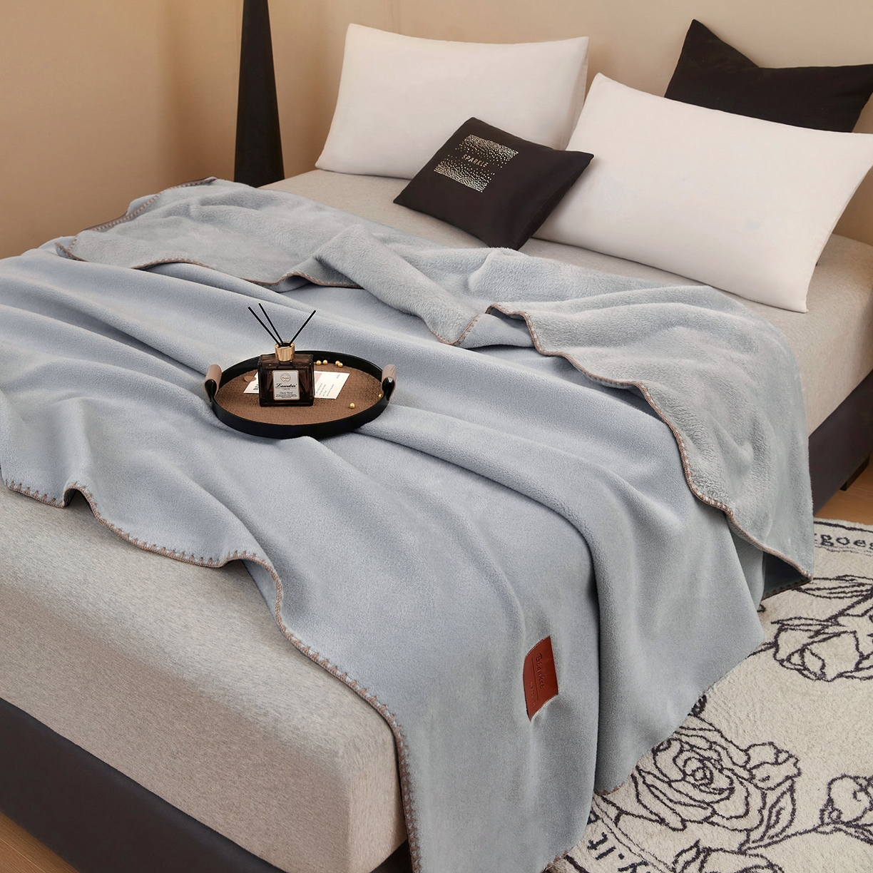 91家纺网 家纺一手货源 找家纺 肖恩毯业 2025新款轻奢纯色仿羊绒毯单层双层保暖加厚秋冬毛毯盖毯毯子跨境专供 仿羊绒单层-银河灰