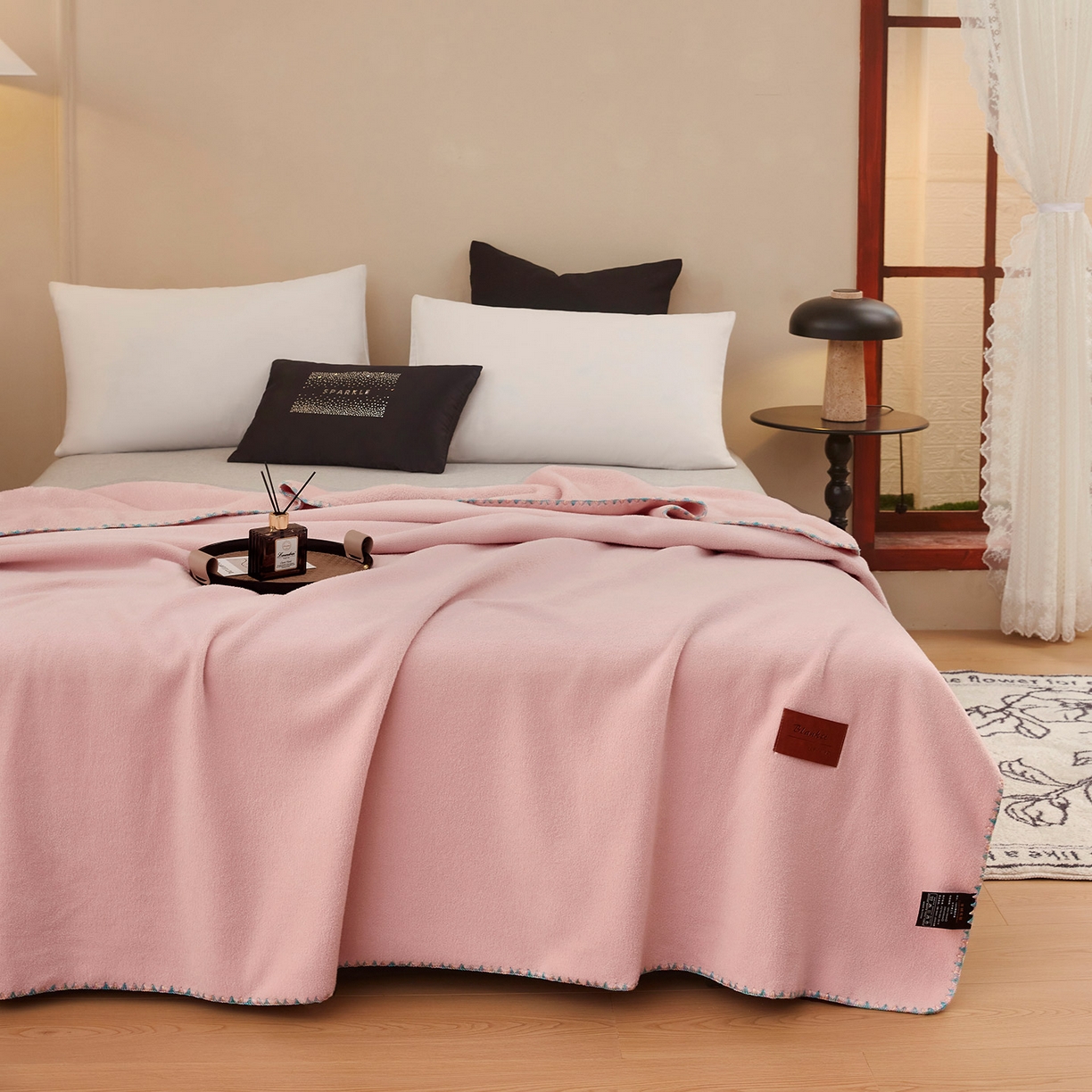 91家纺网 家纺一手货源 找家纺 肖恩毯业 2025新款轻奢纯色仿羊绒毯单层双层保暖加厚秋冬毛毯盖毯毯子跨境专供 仿羊绒单层-樱桃粉