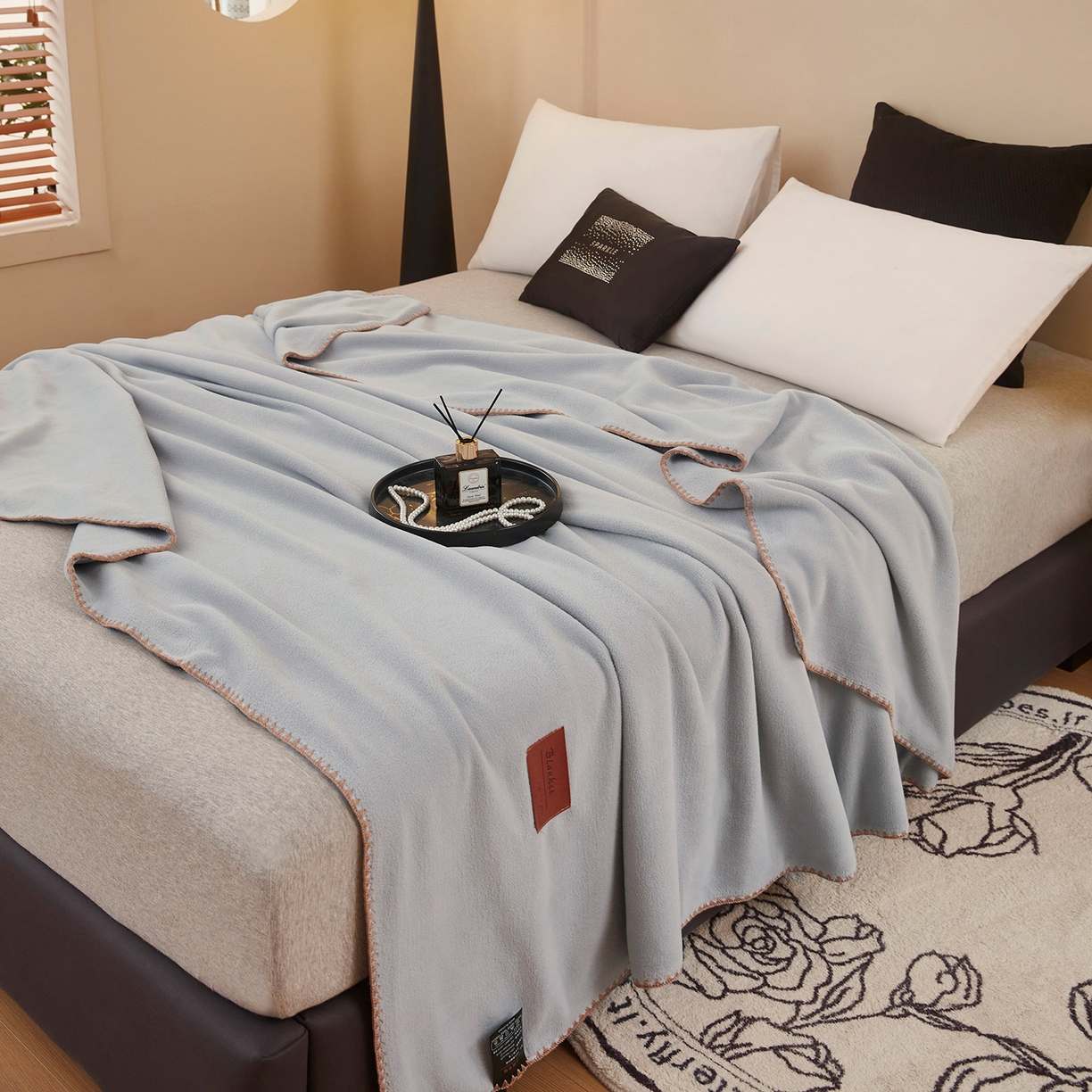 91家纺网 家纺一手货源 找家纺 肖恩毯业 2025新款轻奢纯色仿羊绒毯单层双层保暖加厚秋冬毛毯盖毯毯子跨境专供 仿羊绒双层-雅灰