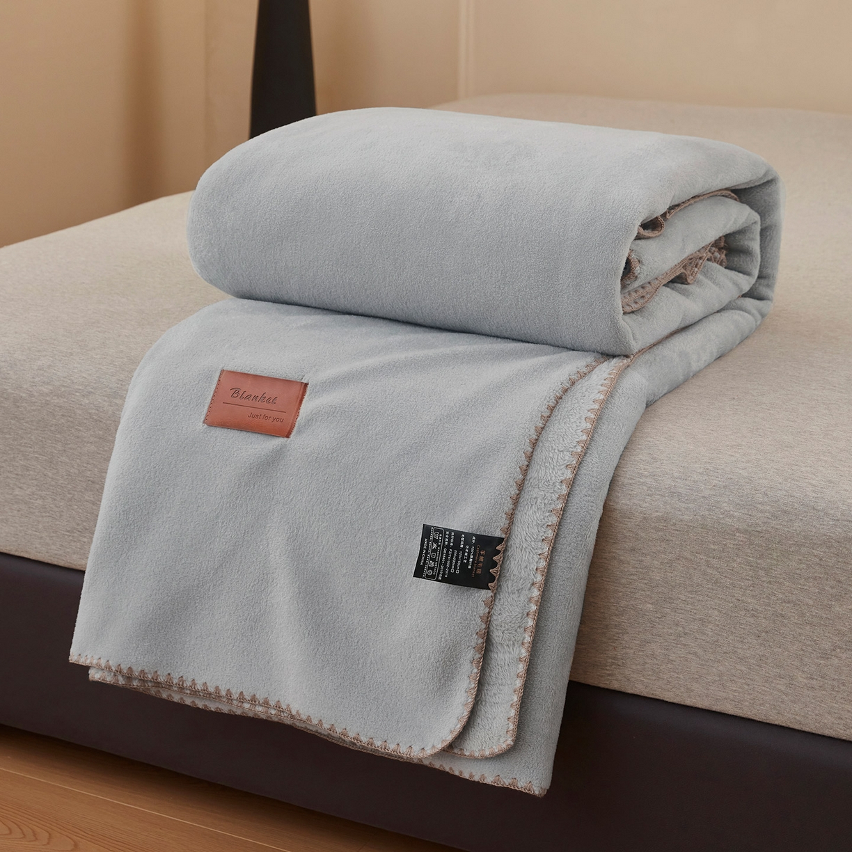 91家纺网 家纺一手货源 找家纺 肖恩毯业 2025新款轻奢纯色仿羊绒毯单层双层保暖加厚秋冬毛毯盖毯毯子跨境专供 仿羊绒单层-银河灰