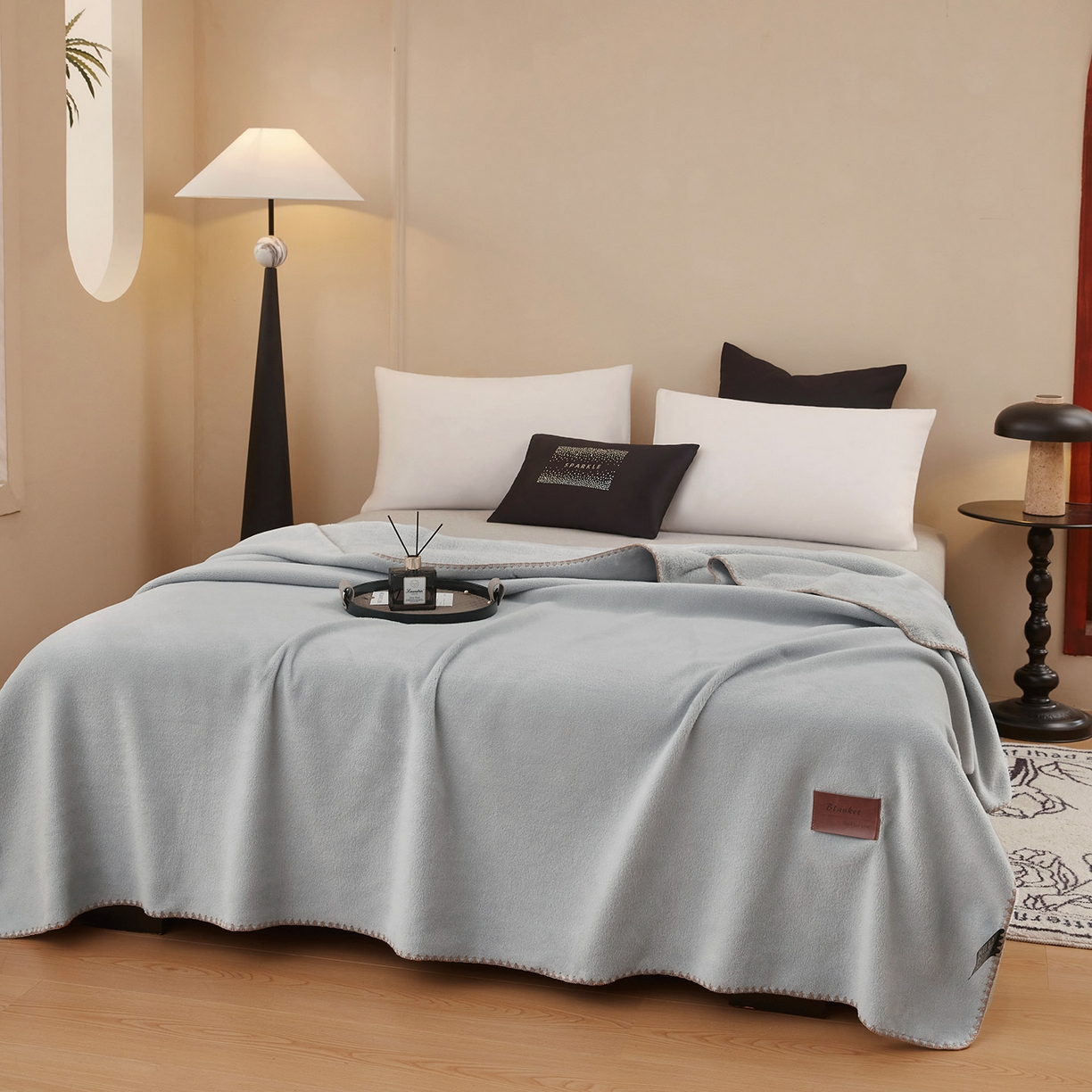 91家纺网 家纺一手货源 找家纺 肖恩毯业 2025新款轻奢纯色仿羊绒毯单层双层保暖加厚秋冬毛毯盖毯毯子跨境专供 仿羊绒单层-银河灰