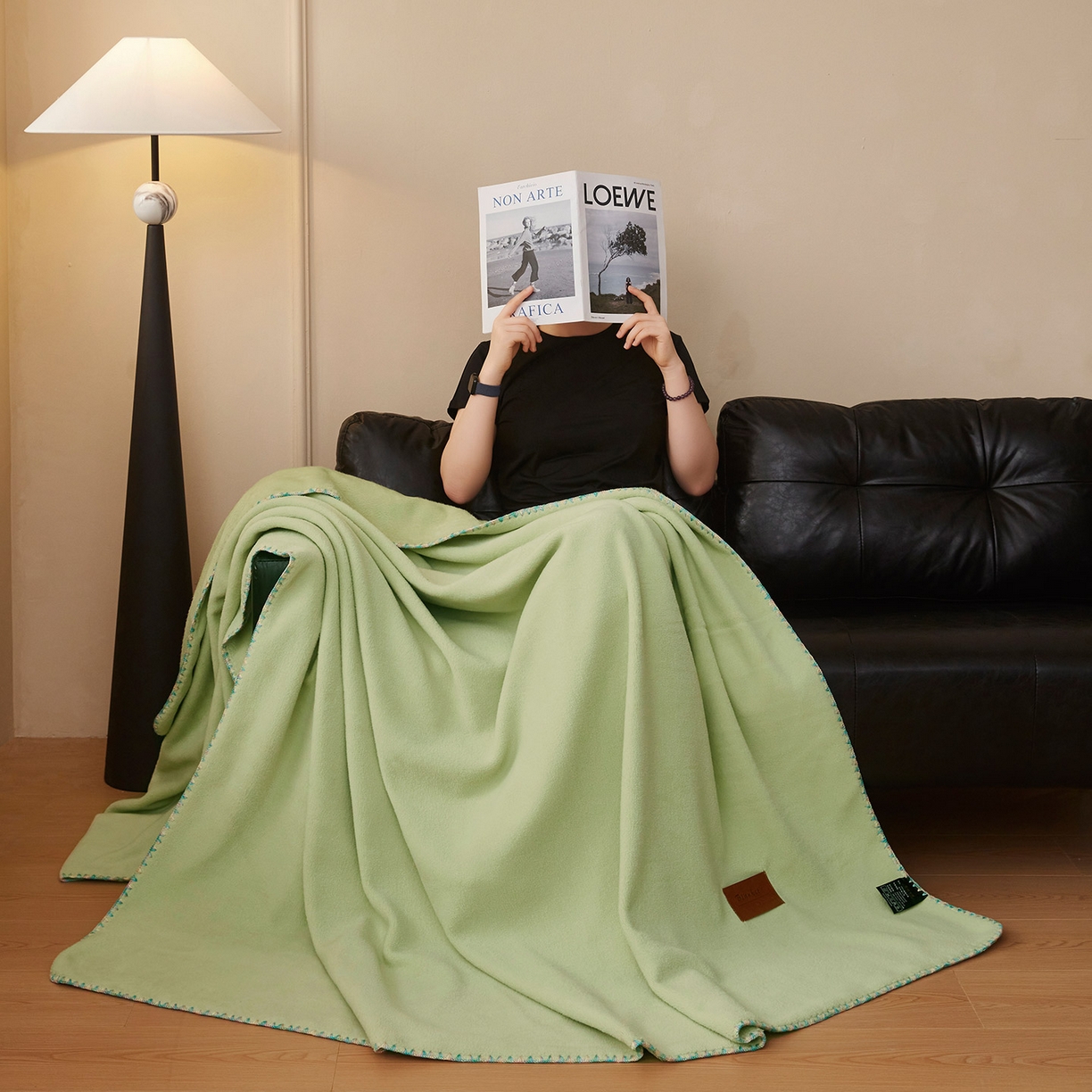 肖恩毯业 2025新款轻奢纯色仿羊绒毯单层双层保暖加厚秋冬毛毯盖毯毯子跨境专供 仿羊绒单层-新芽绿