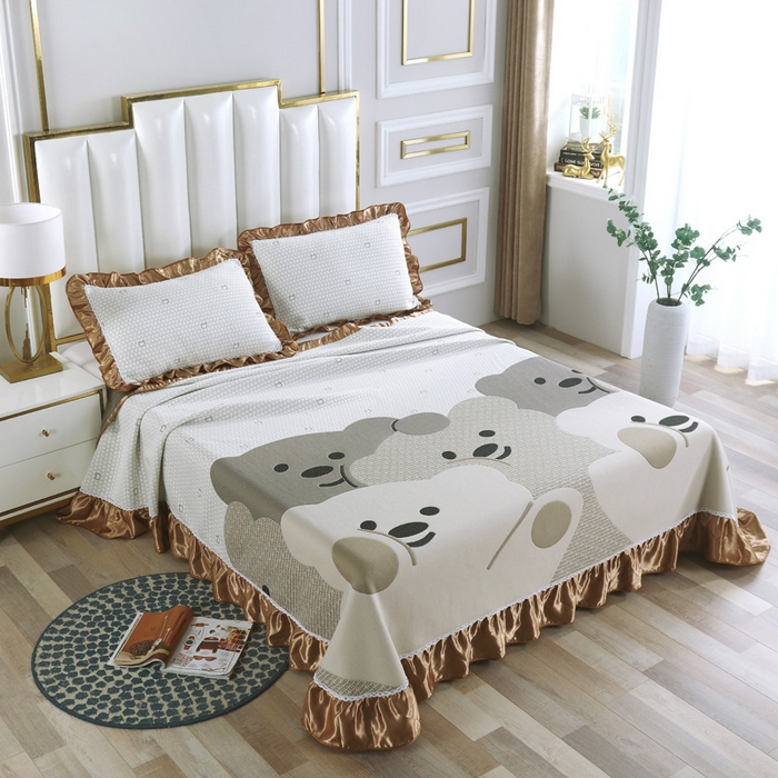 91家纺网 家纺一手货源 找家纺 典曼家纺 2025新款北欧风针织棉床盖三件套床盖 特洛熊