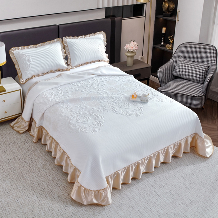 91家纺网 家纺一手货源 找家纺 （总）典曼家纺 2025新款北欧风针织棉床盖三件套床盖