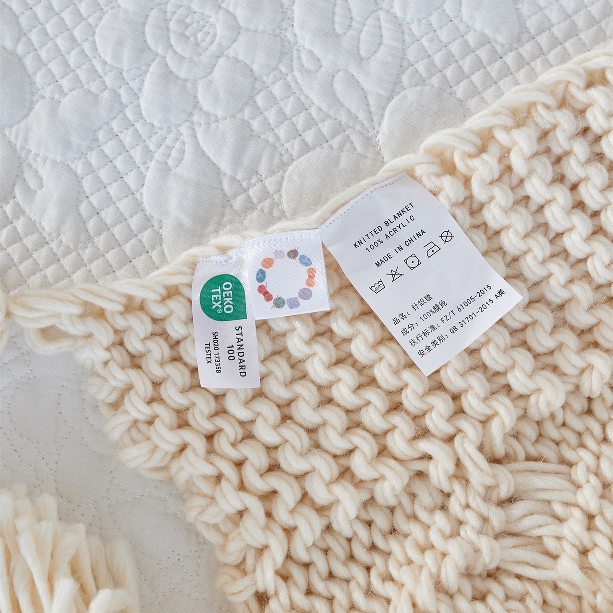 91家纺网 家纺一手货源 找家纺 暖绵绵家纺 2025新款温柔编制感腈纶针织毯-霍恩 霍恩-米色