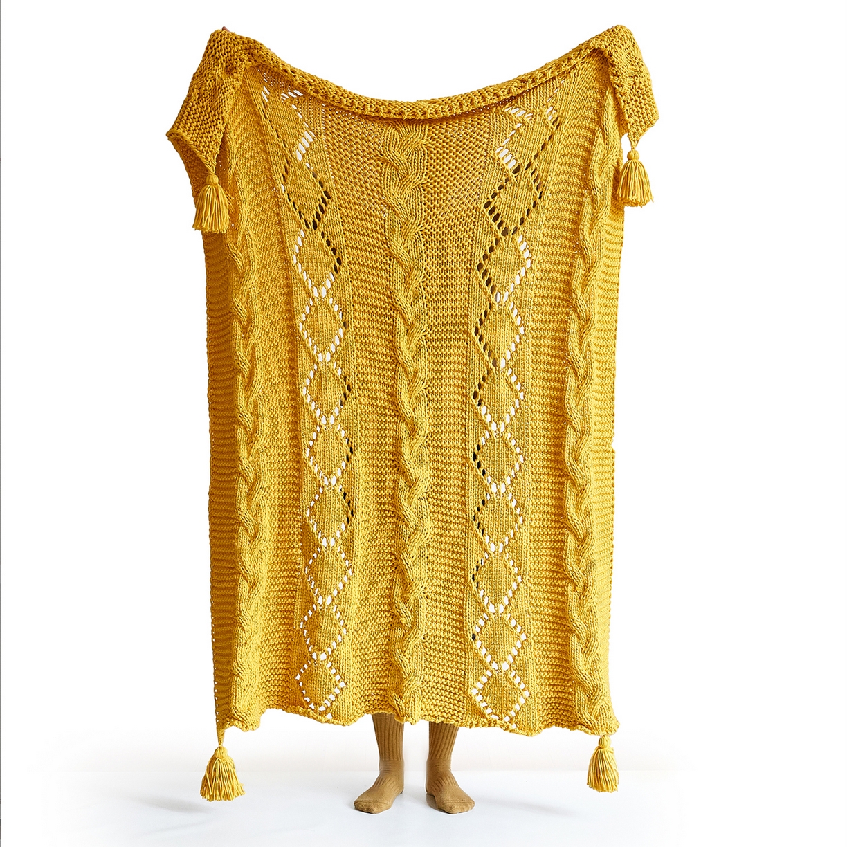 91家纺网 家纺一手货源 找家纺 （总）暖绵绵家纺 2025新款温柔编制感腈纶针织毯-霍恩