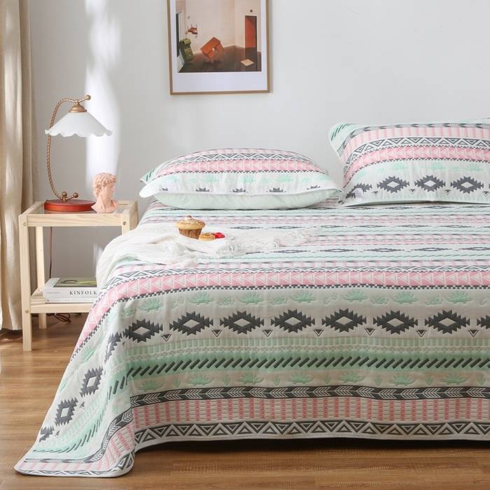 91家纺网 家纺一手货源 找家纺 典曼家纺 2025新款纱布软席单凉席 纱布软席波西米亚