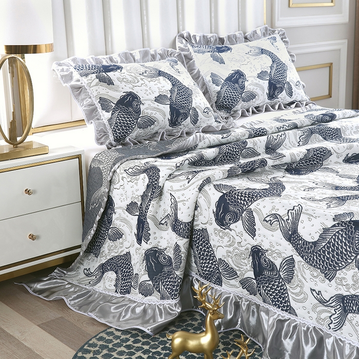 91家纺网 家纺一手货源 找家纺 典曼家纺 2025新款北欧风针织棉床盖三件套床盖 爱尔兰