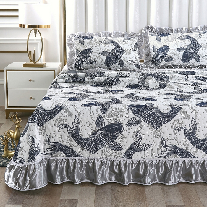 91家纺网 家纺一手货源 找家纺 典曼家纺 2025新款北欧风针织棉床盖三件套床盖 爱尔兰