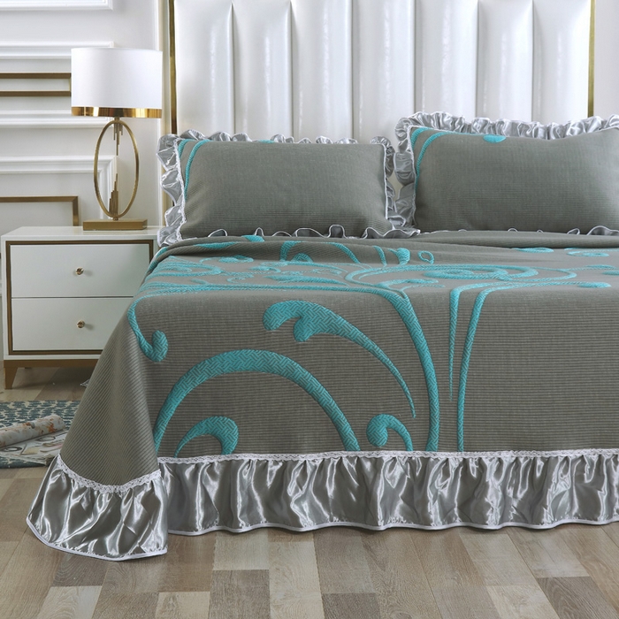 91家纺网 家纺一手货源 找家纺 典曼家纺 2025新款北欧风针织棉床盖三件套床盖 安德里亚