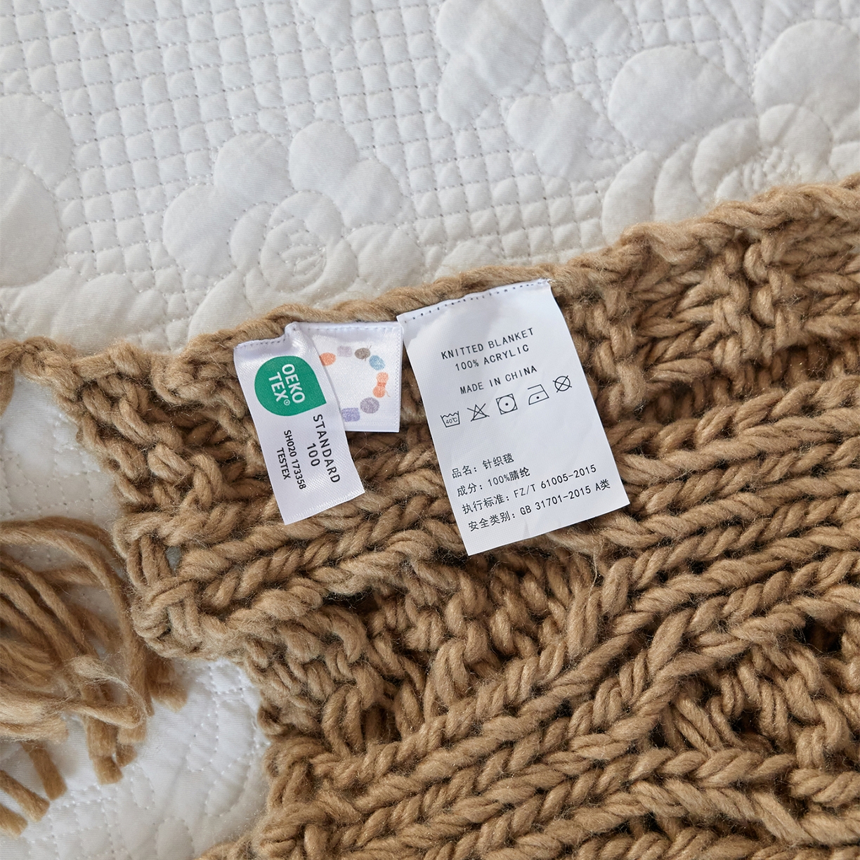 91家纺网 家纺一手货源 找家纺 暖绵绵家纺 2025新款温柔编制感腈纶针织毯-霍恩 霍恩-卡其