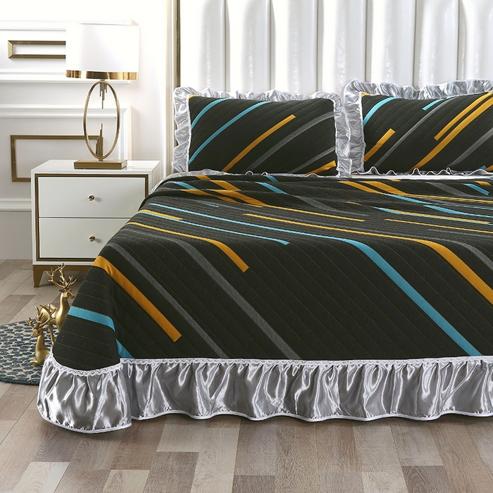 91家纺网 家纺一手货源 找家纺 典曼家纺 2025新款北欧风针织棉床盖三件套床盖 安吉拉