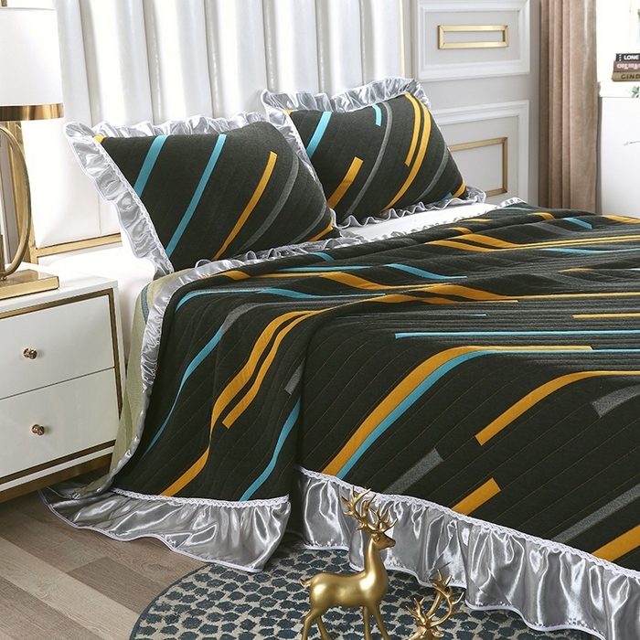 91家纺网 家纺一手货源 找家纺 典曼家纺 2025新款北欧风针织棉床盖三件套床盖 安吉拉