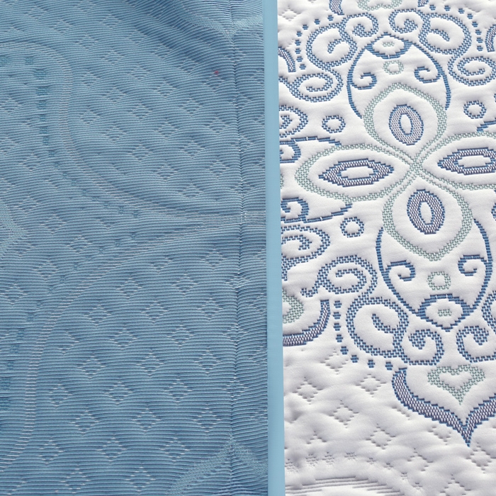 91家纺网 家纺一手货源 找家纺 典曼家纺 2025新款北欧风针织棉床盖三件套床盖 蓝色菊海