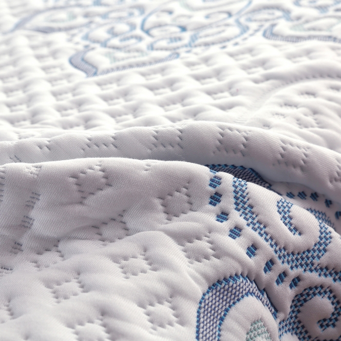 91家纺网 家纺一手货源 找家纺 典曼家纺 2025新款北欧风针织棉床盖三件套床盖 蓝色菊海