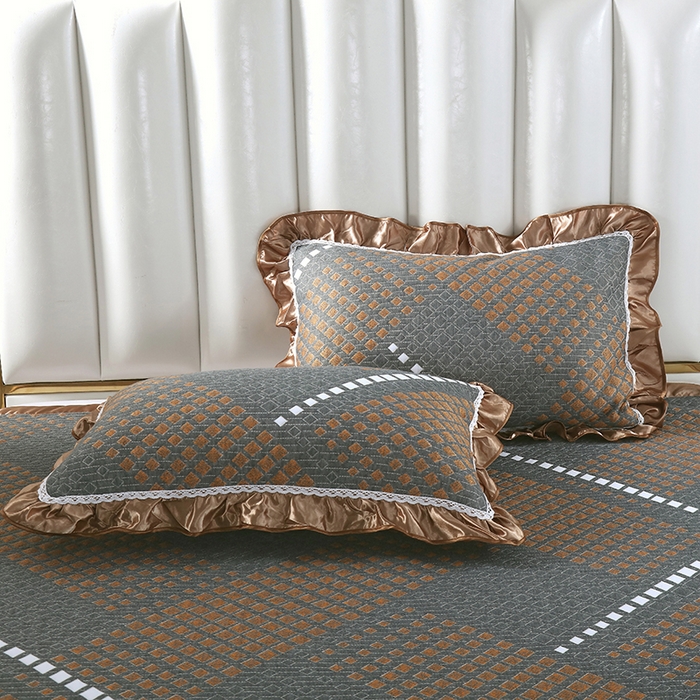 91家纺网 家纺一手货源 找家纺 典曼家纺 2025新款北欧风针织棉床盖三件套床盖 欧德堡-黄