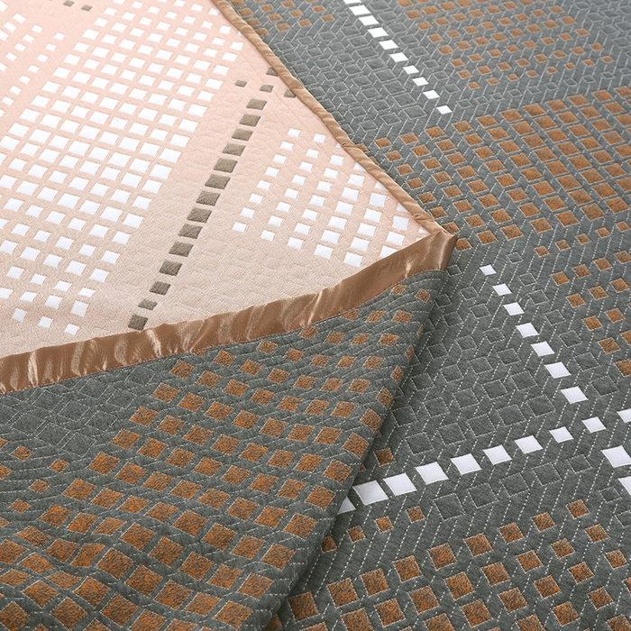 91家纺网 家纺一手货源 找家纺 典曼家纺 2025新款北欧风针织棉床盖三件套床盖 欧德堡-黄