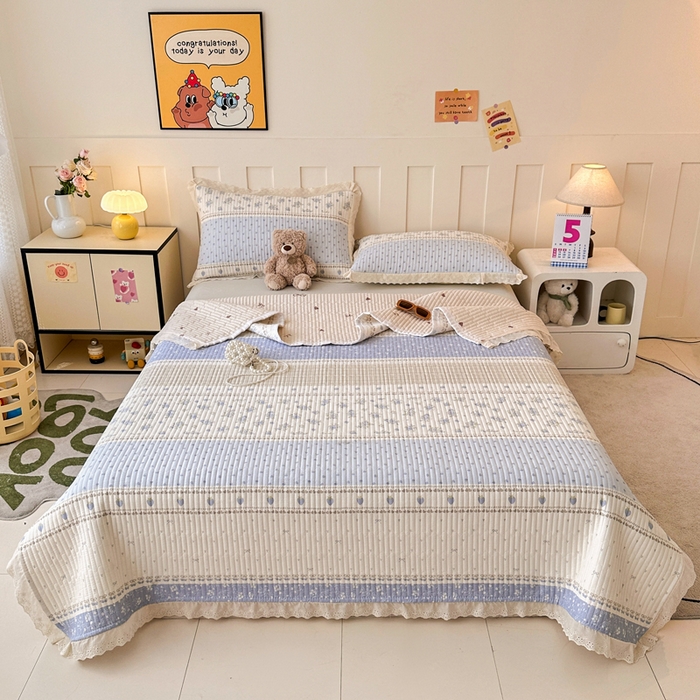 91家纺网 家纺一手货源 找家纺 （总）岚吉家纺 2025新款云朵棉床盖三件套