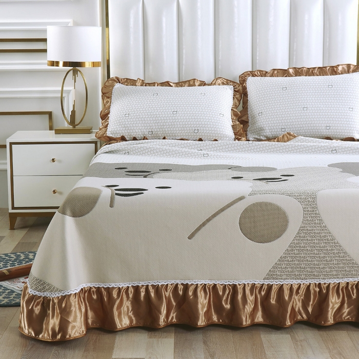 91家纺网 家纺一手货源 找家纺 典曼家纺 2025新款北欧风针织棉床盖三件套床盖 特洛熊