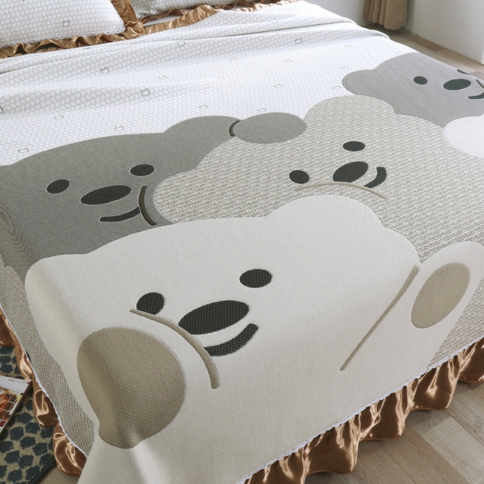 91家纺网 家纺一手货源 找家纺 典曼家纺 2025新款北欧风针织棉床盖三件套床盖 特洛熊