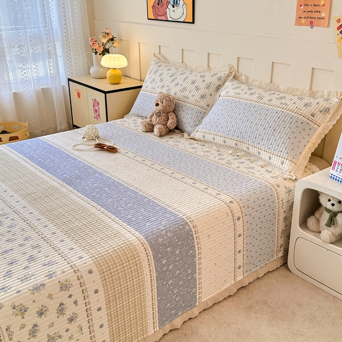 91家纺网 家纺一手货源 找家纺 岚吉家纺 2026新款云朵棉床盖三件套 小苍蓝