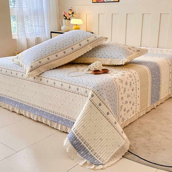 91家纺网 家纺一手货源 找家纺 岚吉家纺 2026新款云朵棉床盖三件套 小苍蓝