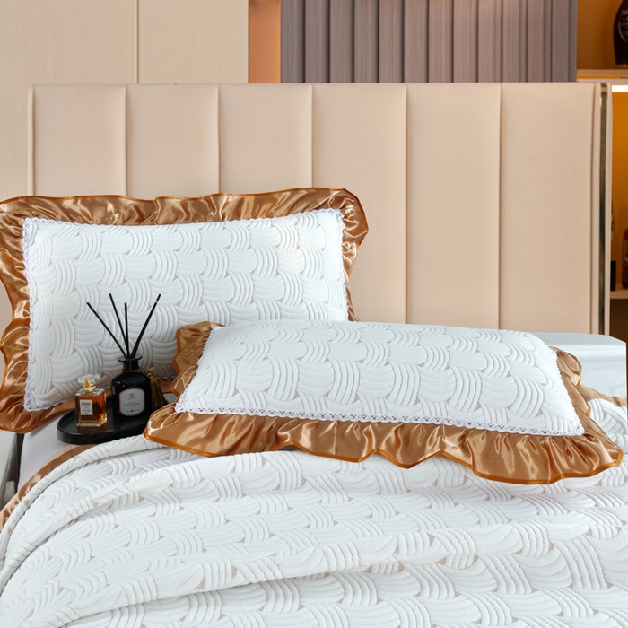 91家纺网 家纺一手货源 找家纺 典曼家纺 2025新款北欧风针织棉床盖三件套床盖 赫兹-白