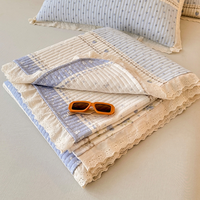 91家纺网 家纺一手货源 找家纺 岚吉家纺 2026新款云朵棉床盖三件套 小苍蓝