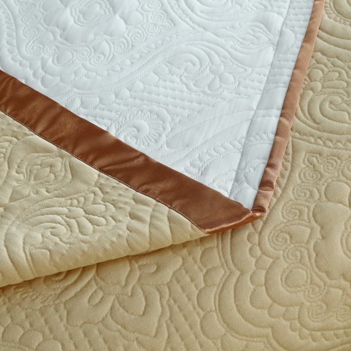 91家纺网 家纺一手货源 找家纺 典曼家纺 2025新款北欧风针织棉床盖三件套床盖 罗衾-黄