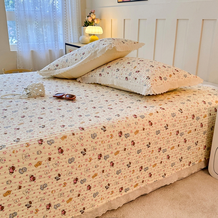 岚吉家纺 2026新款云朵棉床盖三件套 缤纷小狗