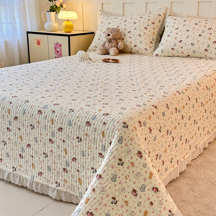 91家纺网 家纺一手货源 找家纺 岚吉家纺 2026新款云朵棉床盖三件套 缤纷小狗