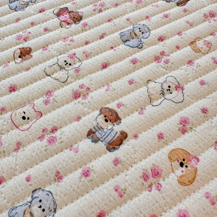 91家纺网 家纺一手货源 找家纺 岚吉家纺 2026新款云朵棉床盖三件套 缤纷小狗