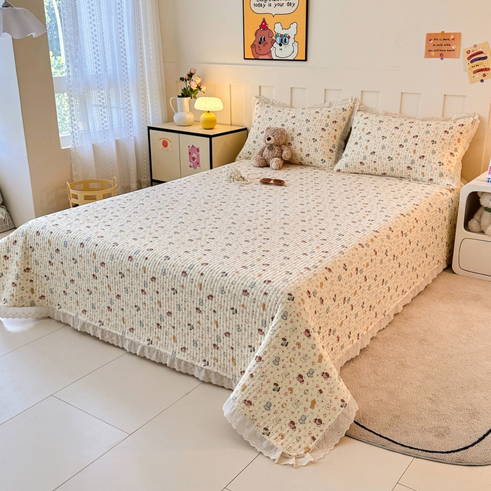 91家纺网 家纺一手货源 找家纺 岚吉家纺 2026新款云朵棉床盖三件套 缤纷小狗