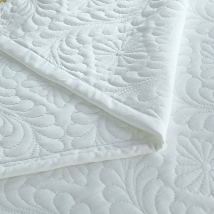 91家纺网 家纺一手货源 找家纺 典曼家纺 2025新款北欧风针织棉床盖三件套床盖 维多利亚-白