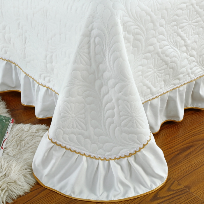 91家纺网 家纺一手货源 找家纺 典曼家纺 2025新款北欧风针织棉床盖三件套床盖 维多利亚-白