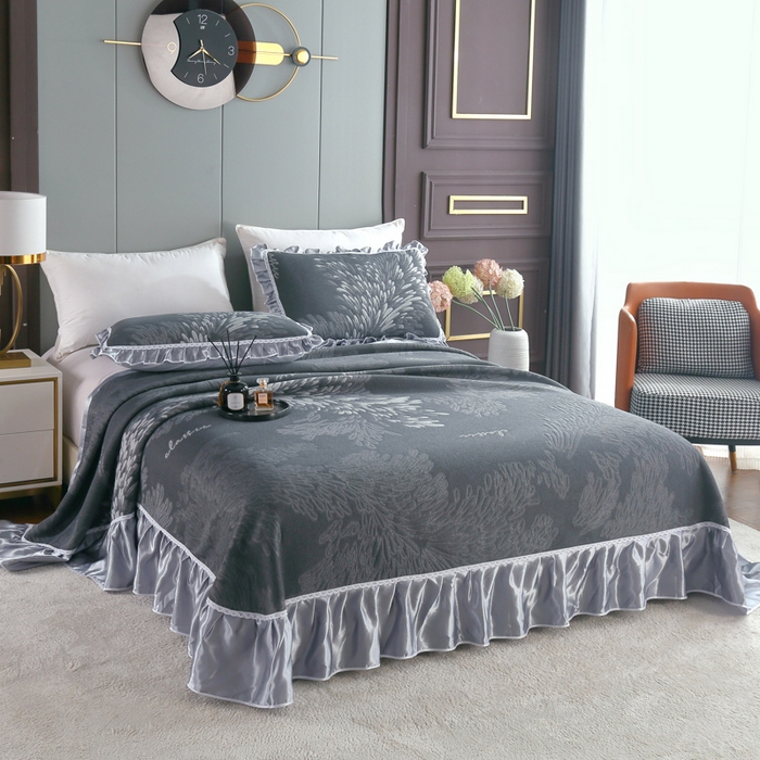 典曼家纺 2025新款北欧风针织棉床盖三件套床盖 欧式风情