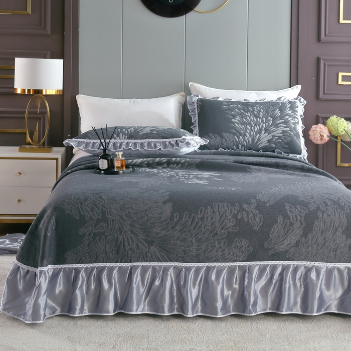 91家纺网 家纺一手货源 找家纺 典曼家纺 2025新款北欧风针织棉床盖三件套床盖 欧式风情