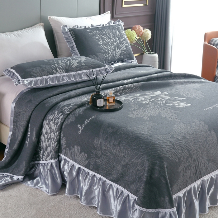 91家纺网 家纺一手货源 找家纺 典曼家纺 2025新款北欧风针织棉床盖三件套床盖 欧式风情