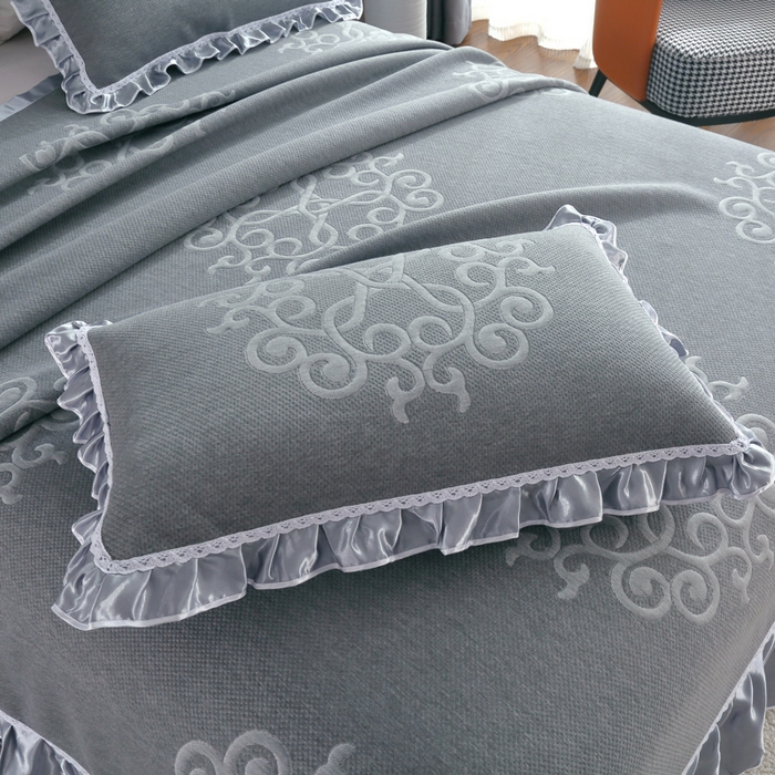 91家纺网 家纺一手货源 找家纺 典曼家纺 2025新款北欧风针织棉床盖三件套床盖 盛世佳人