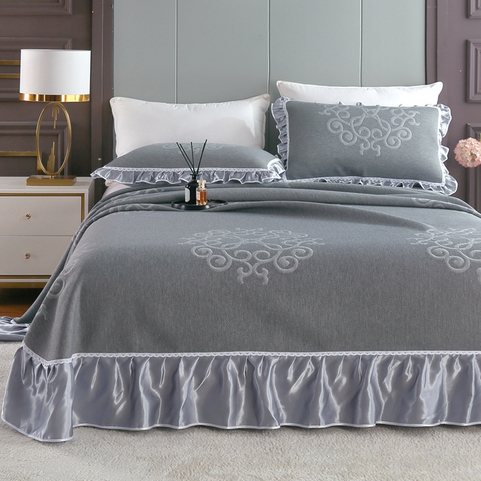 91家纺网 家纺一手货源 找家纺 典曼家纺 2025新款北欧风针织棉床盖三件套床盖 盛世佳人