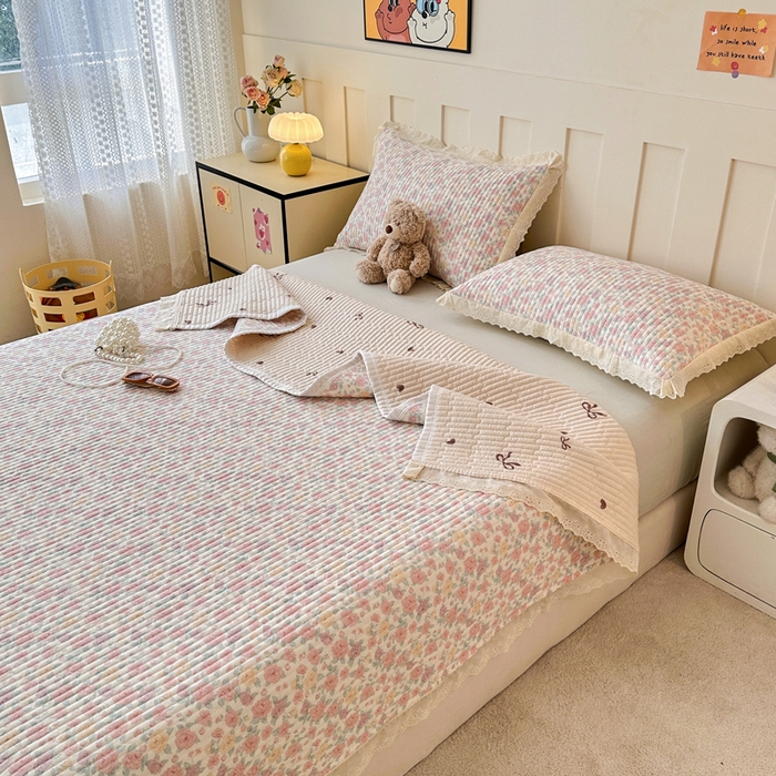 91家纺网 家纺一手货源 找家纺 岚吉家纺 2026新款云朵棉床盖三件套 春天里