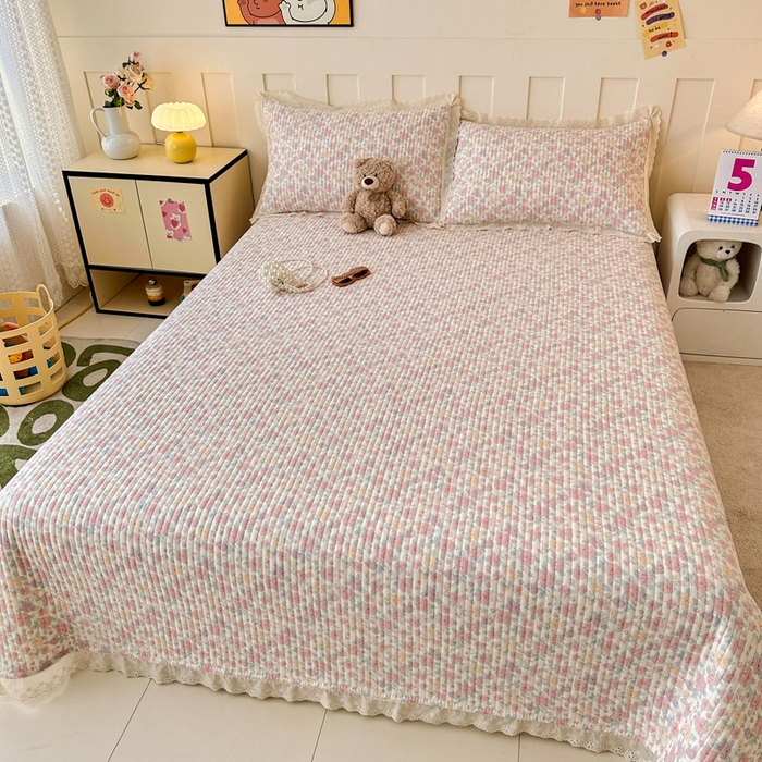 91家纺网 家纺一手货源 找家纺 岚吉家纺 2026新款云朵棉床盖三件套 春天里