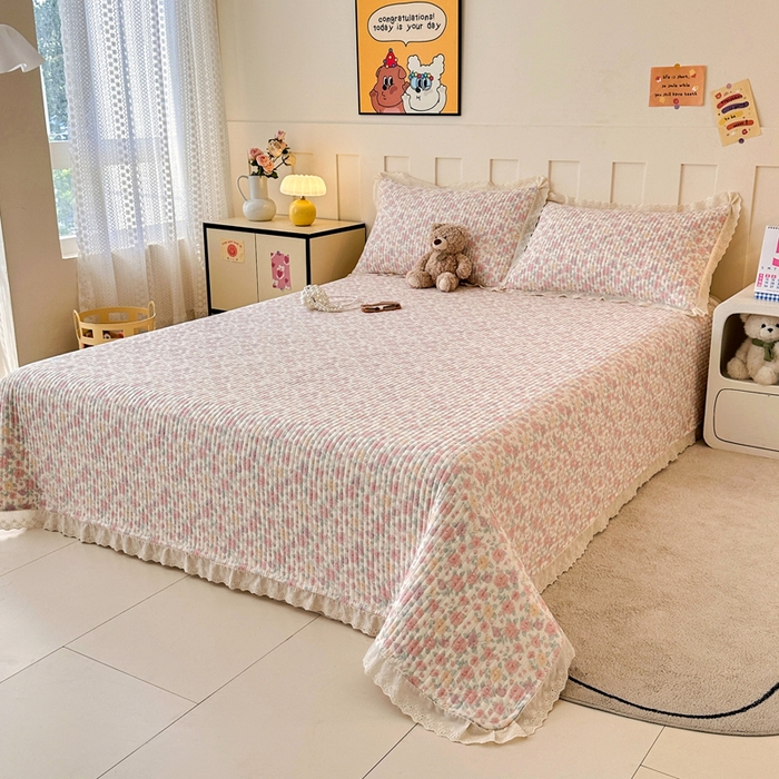 91家纺网 家纺一手货源 找家纺 岚吉家纺 2026新款云朵棉床盖三件套 春天里