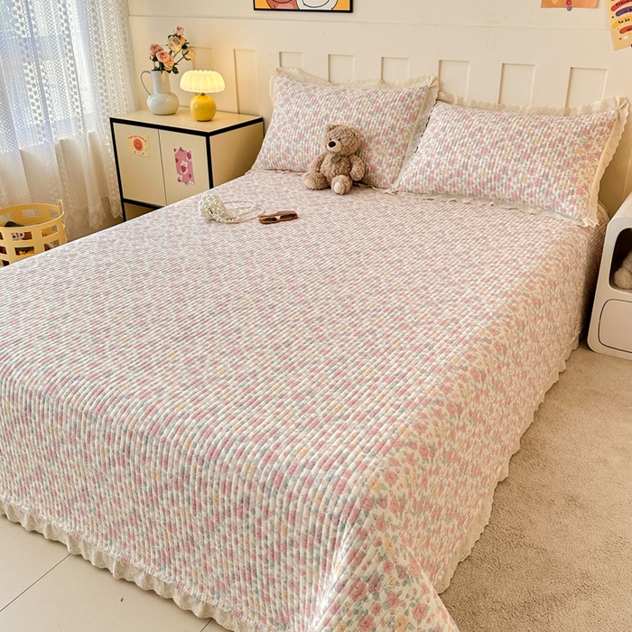 91家纺网 家纺一手货源 找家纺 岚吉家纺 2026新款云朵棉床盖三件套 春天里