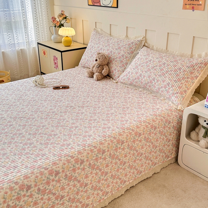 91家纺网 家纺一手货源 找家纺 岚吉家纺 2026新款云朵棉床盖三件套 春天里