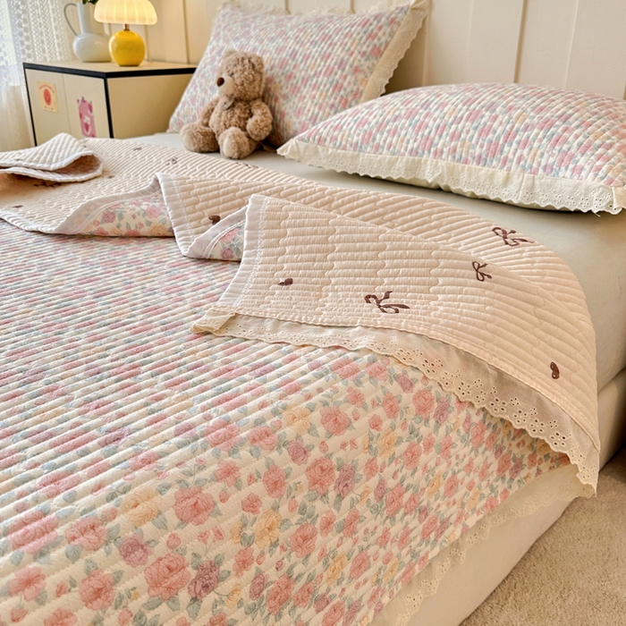 91家纺网 家纺一手货源 找家纺 岚吉家纺 2026新款云朵棉床盖三件套 春天里