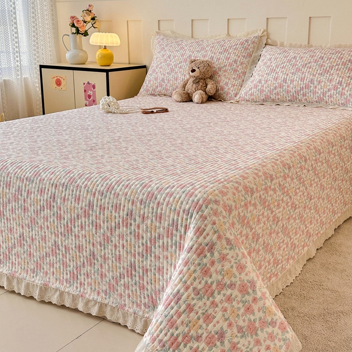 91家纺网 家纺一手货源 找家纺 岚吉家纺 2026新款云朵棉床盖三件套 春天里