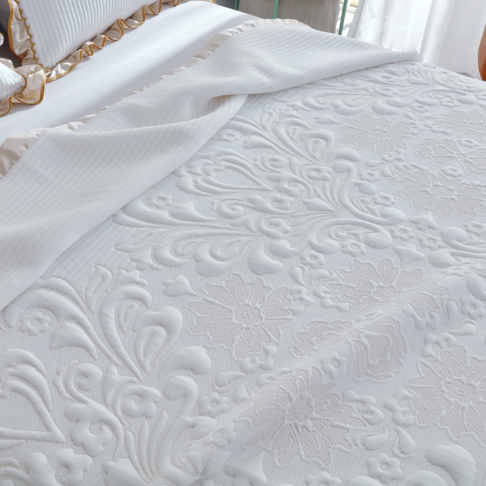 91家纺网 家纺一手货源 找家纺 典曼家纺 2025新款北欧风针织棉床盖三件套床盖 香格里拉